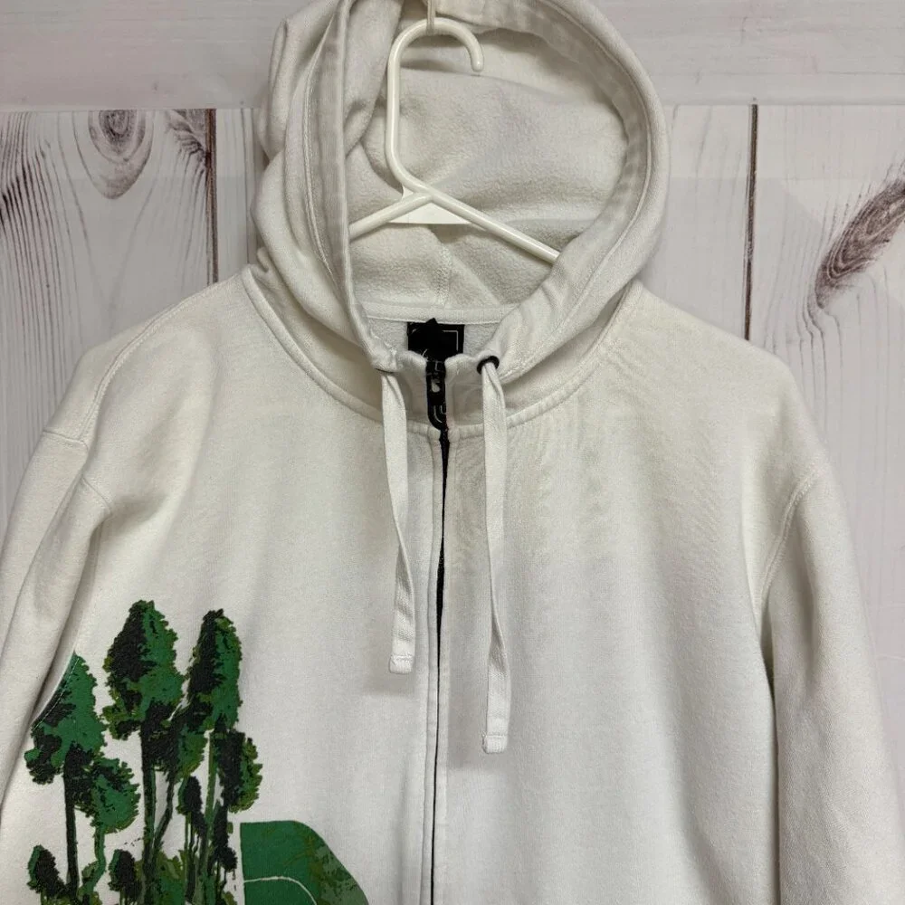The North‎ Face Men’s Full Zip Hoodie Large White Trees Graphic GUC